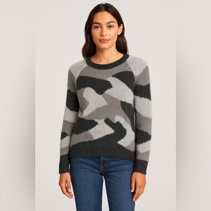 Wooden Ships Camo Sweater XS Gray Mohair Wool Blend Lightweight Knit Long Sleeve